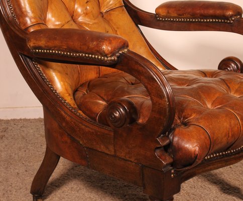 Antique Chesterfield Lounge Chair-HPU-2033698