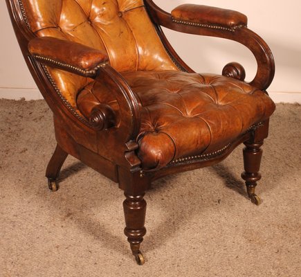 Antique Chesterfield Lounge Chair-HPU-2033698