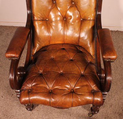 Antique Chesterfield Lounge Chair-HPU-2033698