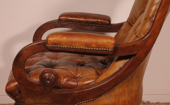 Antique Chesterfield Lounge Chair-HPU-2033698