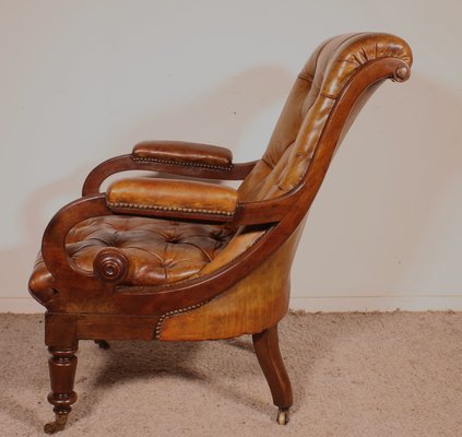 Antique Chesterfield Lounge Chair-HPU-2033698