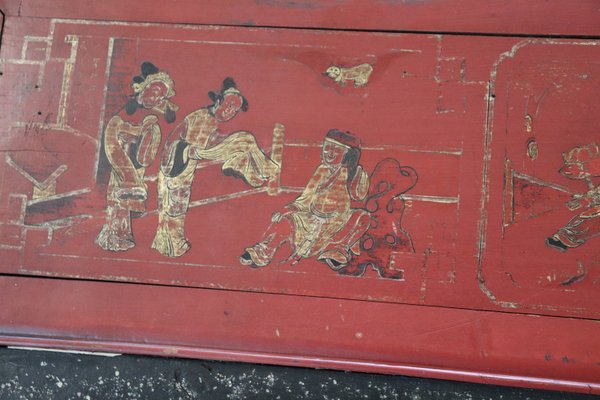 Antique China Dynasty Lacquered and Carved Wood Wall Panel, 1850s-DCO-1370925