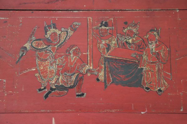 Antique China Dynasty Lacquered and Carved Wood Wall Panel, 1850s-DCO-1370925