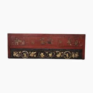 Antique China Dynasty Lacquered and Carved Wood Wall Panel, 1850s-DCO-1370925