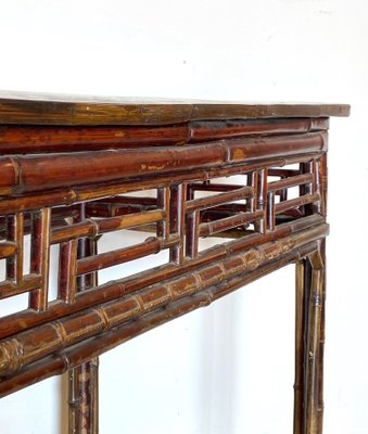 Antique Chinese Bamboo Console Table, 1800s-NPC-872605