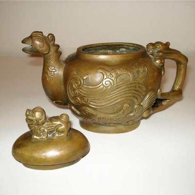 Antique Chinese Bronze Teapot Pitcher-YGE-590359