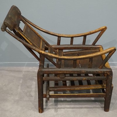 Antique Chinese Handcrafted Bamboo Lounge Chair, 1860s-BHG-1282857