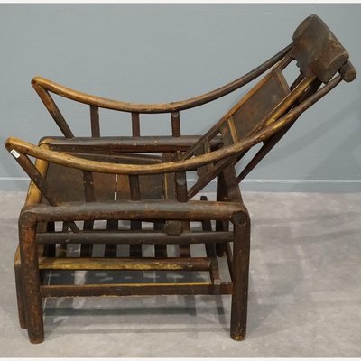 Antique Chinese Handcrafted Bamboo Lounge Chair, 1860s-BHG-1282857