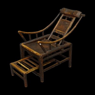 Antique Chinese Handcrafted Bamboo Lounge Chair, 1860s-BHG-1282857