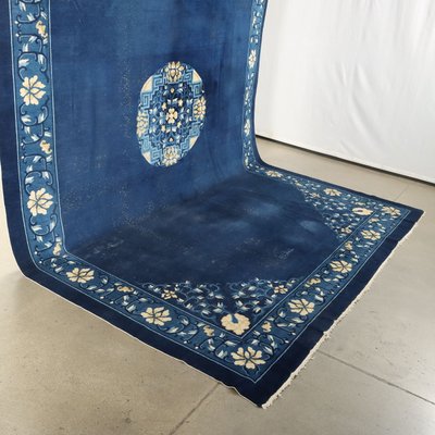 Antique Chinese Handmade Peking Rug in Thin Knot Cotton and Wool-VMM-1736151