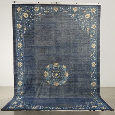 Antique Chinese Handmade Peking Rug in Thin Knot Cotton and Wool-VMM-1736151