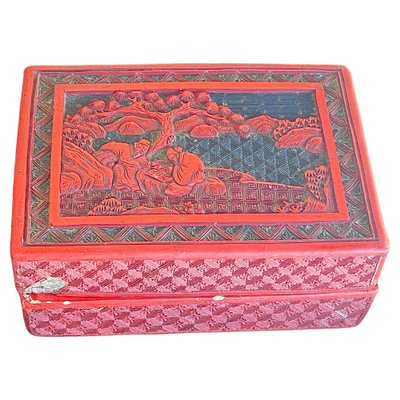 Antique Chinese Lacquered Box and Cover, 1880s-UR-1342401