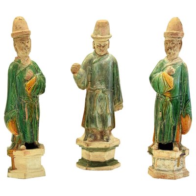 Antique Chinese Ming Period Terracotta Sculptures, Set of 3-ZCI-751785