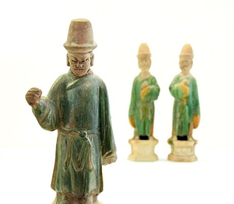 Antique Chinese Ming Period Terracotta Sculptures, Set of 3-ZCI-751785