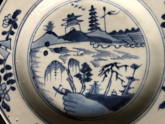 Antique Chinese Plate in Blue and White Porcelain-QKG-1331511