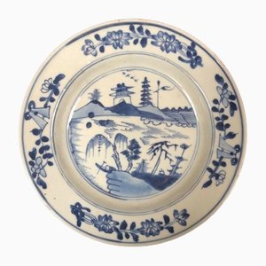 Antique Chinese Plate in Blue and White Porcelain-QKG-1331511