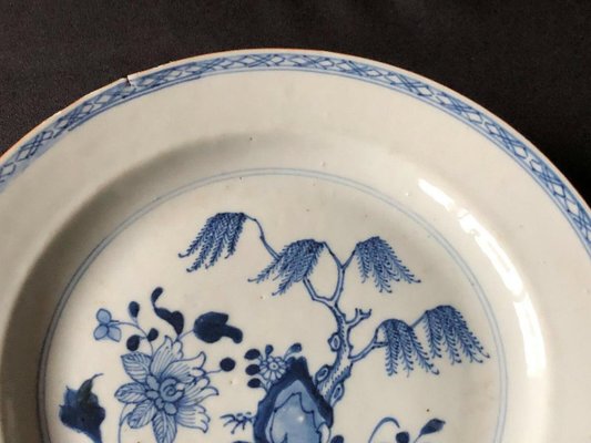 Antique Chinese Porcelain Plate with Floral Blue and White-QKG-1331499