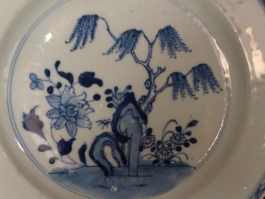 Antique Chinese Porcelain Plate with Floral Blue and White-QKG-1331499