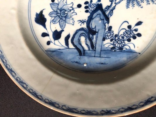 Antique Chinese Porcelain Plate with Floral Blue and White-QKG-1331499