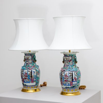 Antique Chinese Table Lamps with Porcelain Base, Set of 2-VEI-1325833