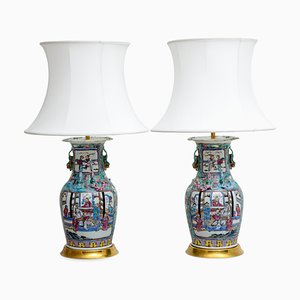 Antique Chinese Table Lamps with Porcelain Base, Set of 2-VEI-1325833