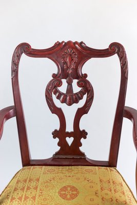 Antique Chippendale Style Red Lacquered Wood Armchairs, 1880s, Set of 2-CEJ-551402