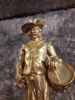 Antique Clock with Sculpture of a Drummer from E.Thomas-AKA-715628