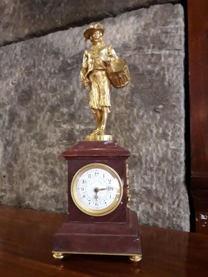 Antique Clock with Sculpture of a Drummer from E.Thomas-AKA-715628