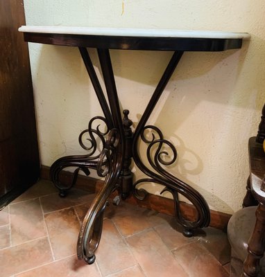 Antique Console Table with Marble Top by Michael Thonet-NUO-862311