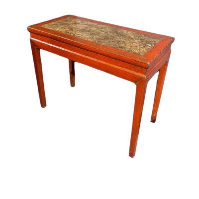 Antique Console Table with Marble Top Painted in Red-TCS-1819889