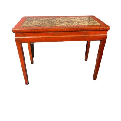 Antique Console Table with Marble Top Painted in Red-TCS-1819889