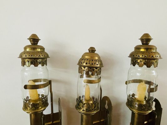 Antique Copper Train Wall Lanterns, Set of 3-WQJ-1154733