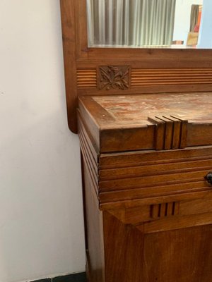 Antique Credenza with Mirror in Cherry, 1890s, Set of 2-IJR-1731690