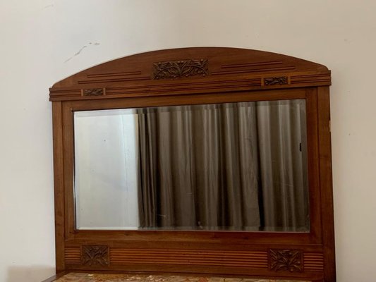 Antique Credenza with Mirror in Cherry, 1890s, Set of 2-IJR-1731690