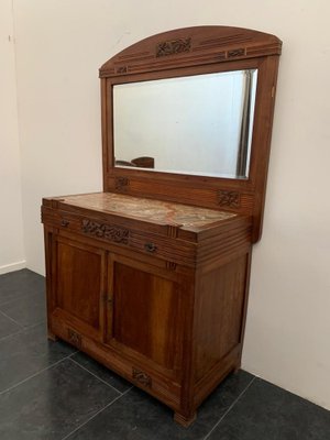 Antique Credenza with Mirror in Cherry, 1890s, Set of 2-IJR-1731690