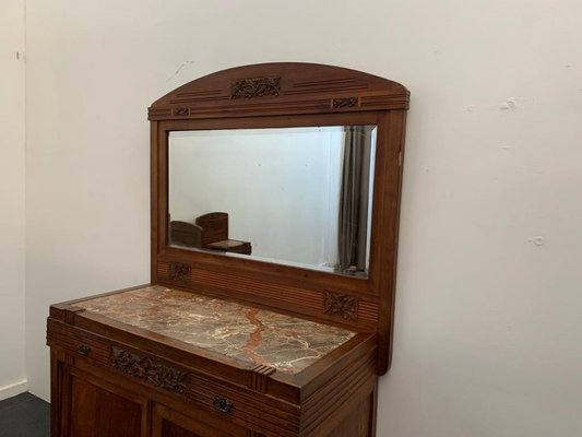 Antique Credenza with Mirror in Cherry, 1890s, Set of 2-IJR-1731690