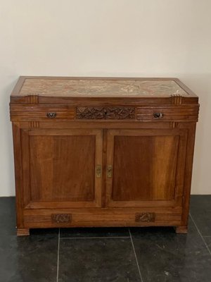 Antique Credenza with Mirror in Cherry, 1890s, Set of 2-IJR-1731690