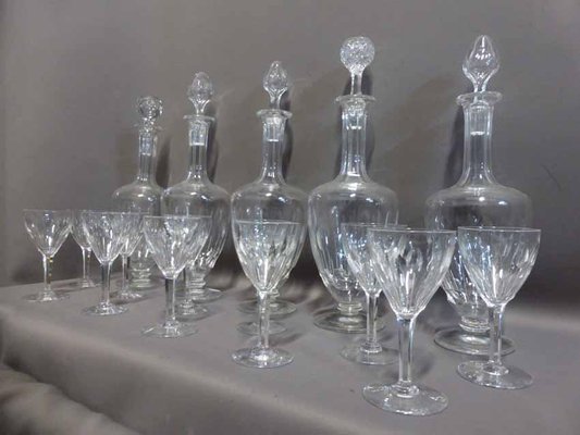 Antique Crystal Glasses & Decanters, Set of 56-WSV-605440