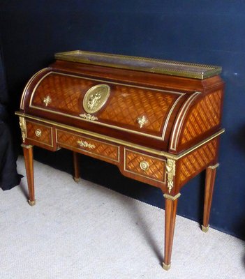 Antique Cylinder Desk in Marquetry-WSV-699443