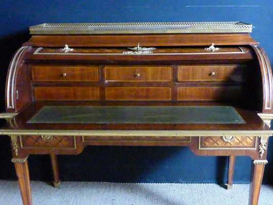 Antique Cylinder Desk in Marquetry-WSV-699443