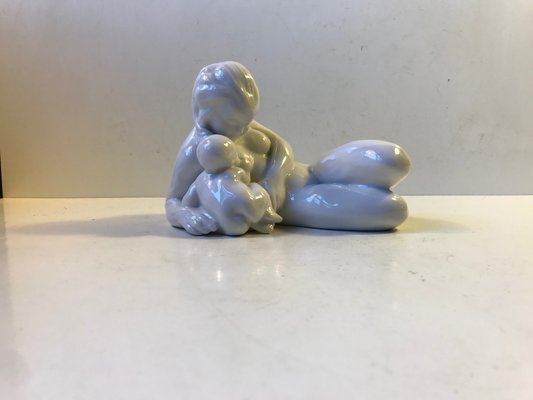 Antique Danish Blanc de Chine Mother & Child Figurine by Kai Nielsen for Bing & Grondahl-LCR-685231