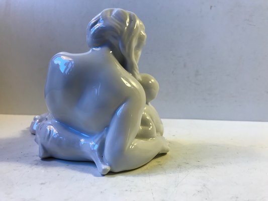 Antique Danish Blanc de Chine Mother & Child Figurine by Kai Nielsen for Bing & Grondahl-LCR-685231