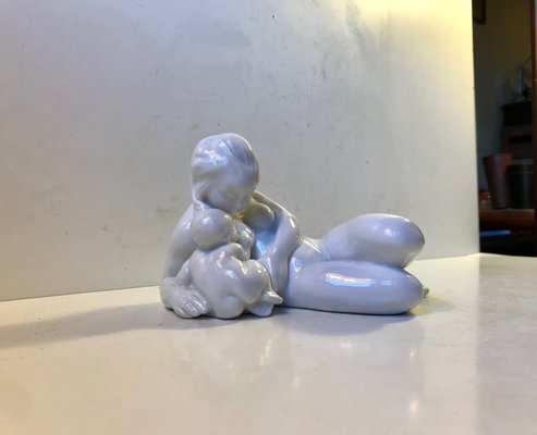 Antique Danish Blanc de Chine Mother & Child Figurine by Kai Nielsen for Bing & Grondahl-LCR-685231