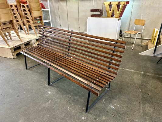 Antique Dark Brown Wooden Bench, Early 20th Century-JO-1777525