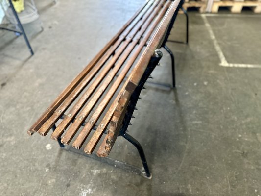 Antique Dark Brown Wooden Bench, Early 20th Century-JO-1777525