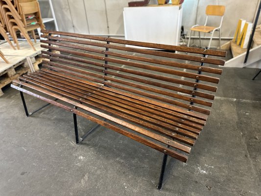 Antique Dark Brown Wooden Bench, Early 20th Century-JO-1777525