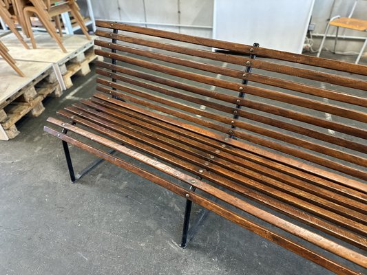 Antique Dark Brown Wooden Bench, Early 20th Century-JO-1777525