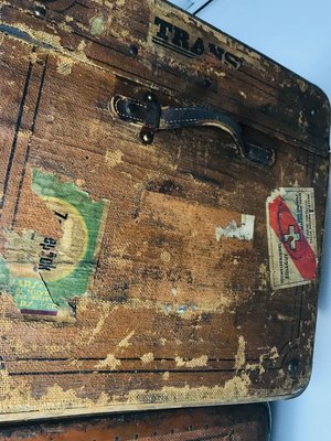 Antique Decorative Wood and Canvas Trunks, 1920s, Set of 6-WQJ-804087