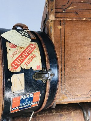 Antique Decorative Wood and Canvas Trunks, 1920s, Set of 6-WQJ-804087