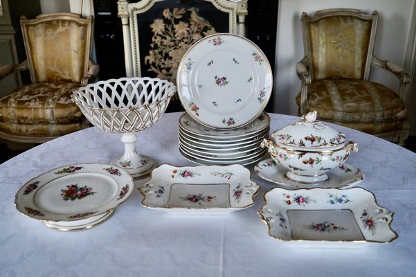 Antique Dessert Service with Basket, 1890, Set of 14-DVX-1811168